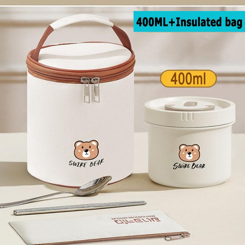 Cute Thermal Lunch Box for Kid Student School Portable Leak-proof 304 Stainless Steel Keep Warm Food Container Microwave Safe
