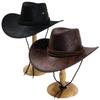Klassischer Unisex Western Cowboy Sonnenhut, Leichte Kunstfilz Lederkappe Leder Reisekappe zum Wandern, Reisen und Outdoor
