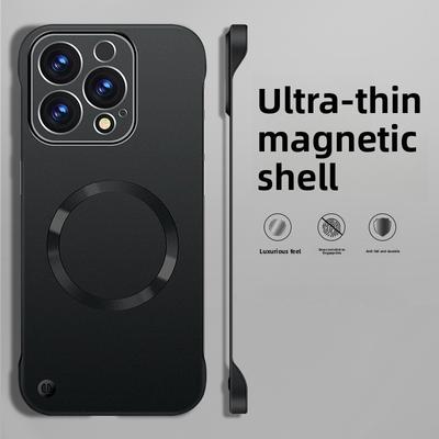 Frameless Magnetic Phone Case For iPhone 17 Air 16 15 14 13 12 Pro Max Plus For Magsafe Solid Color Hard PC Back Cover