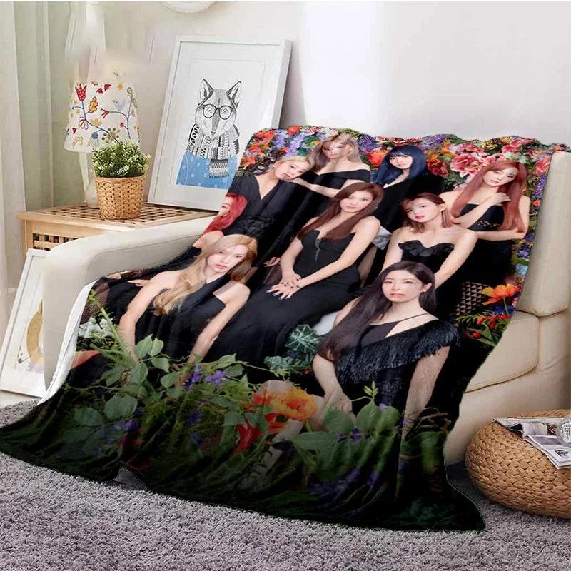 Coperta Kpop Twice Gruppo di Ragazze Moda Stampata Coperta in Flanella Regalo Divano Ufficio Letto Coperta Calda Camera da Letto Ragazze Copriletto