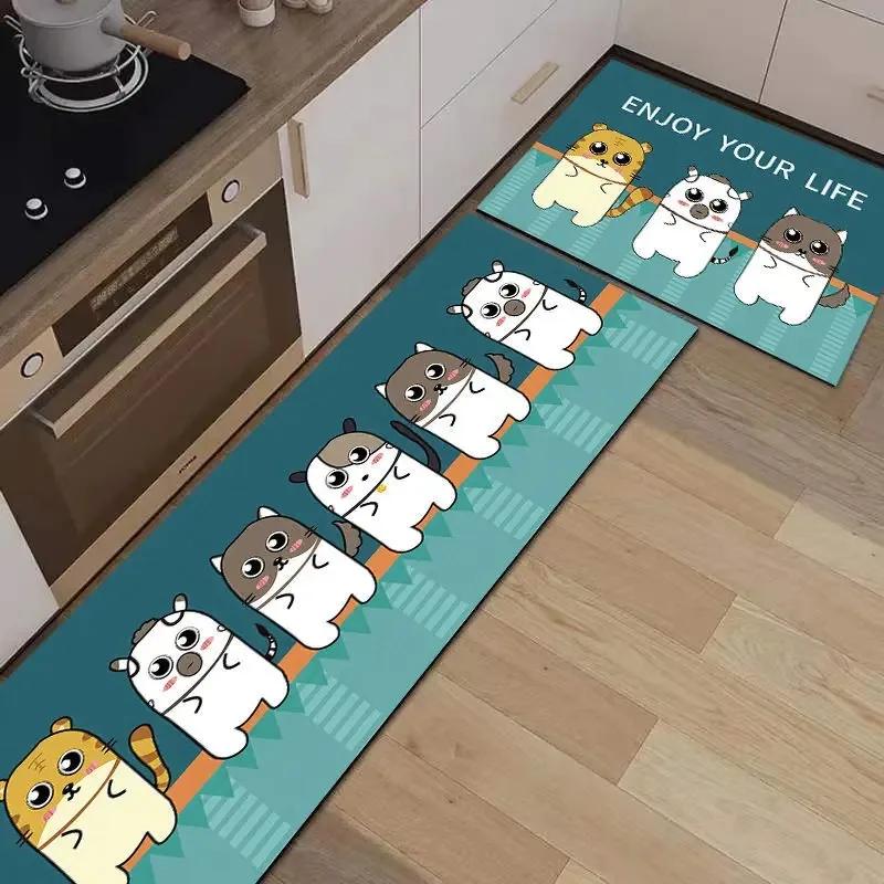 Non-slip PVC Kitchen Floor Mat Waterproof Cartoon Rug Home Decoration Foot Mats Alfombra De Cocina