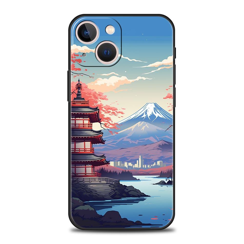 Japan Mount Fuji Painting Cherry blossom Phone Case For iPhone 17 16 15 Pro Max 11 12 13 14 7 8 Plus SE 2020 X XR XS Cover Soft