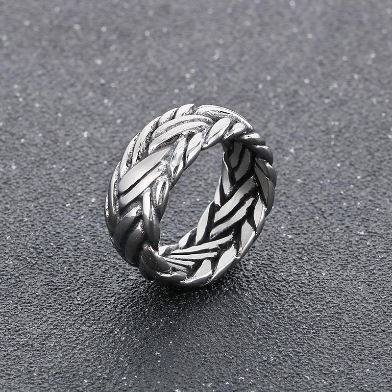 Kalen Interwoven Stainless Steel Men's Ring Punk Chunky Accessories 10MM Gold Color Finger Ring Trendy Jewelry Gift