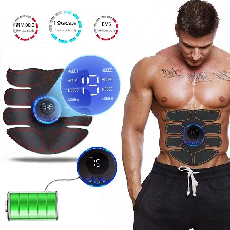 Abdominal Muscle Massager EMS Fitness ABS Arm Training Patches Muscle Exercise Instrument Body Slimming Machine USB Charging Home Men Women