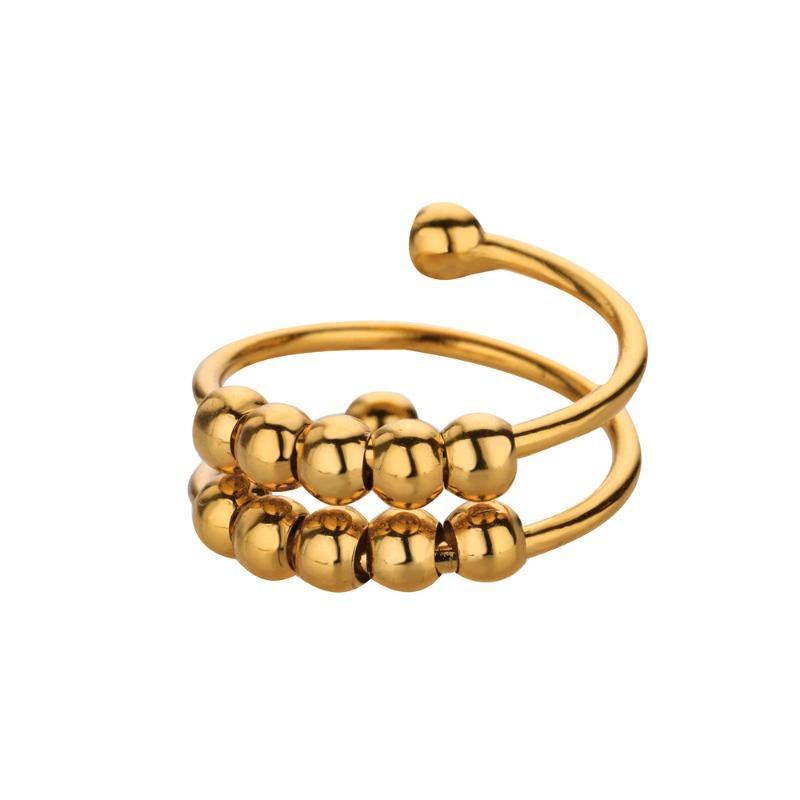 Hot-selling spiral beads can be rotated to relieve anxiety opening ring k gold simple men's and women's bead ring