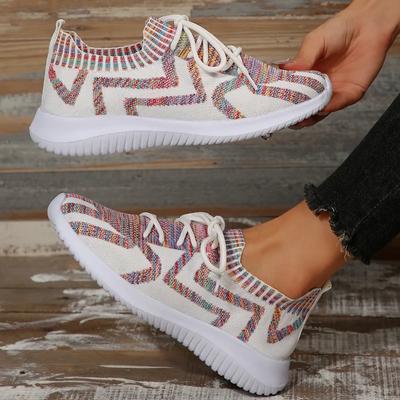 Fashion 2024 New Shoes for Women Lace Up Women's Vulcanize Shoes Color Matching Ladies Casual Shoes Light Round Toe Mesh Sneakers