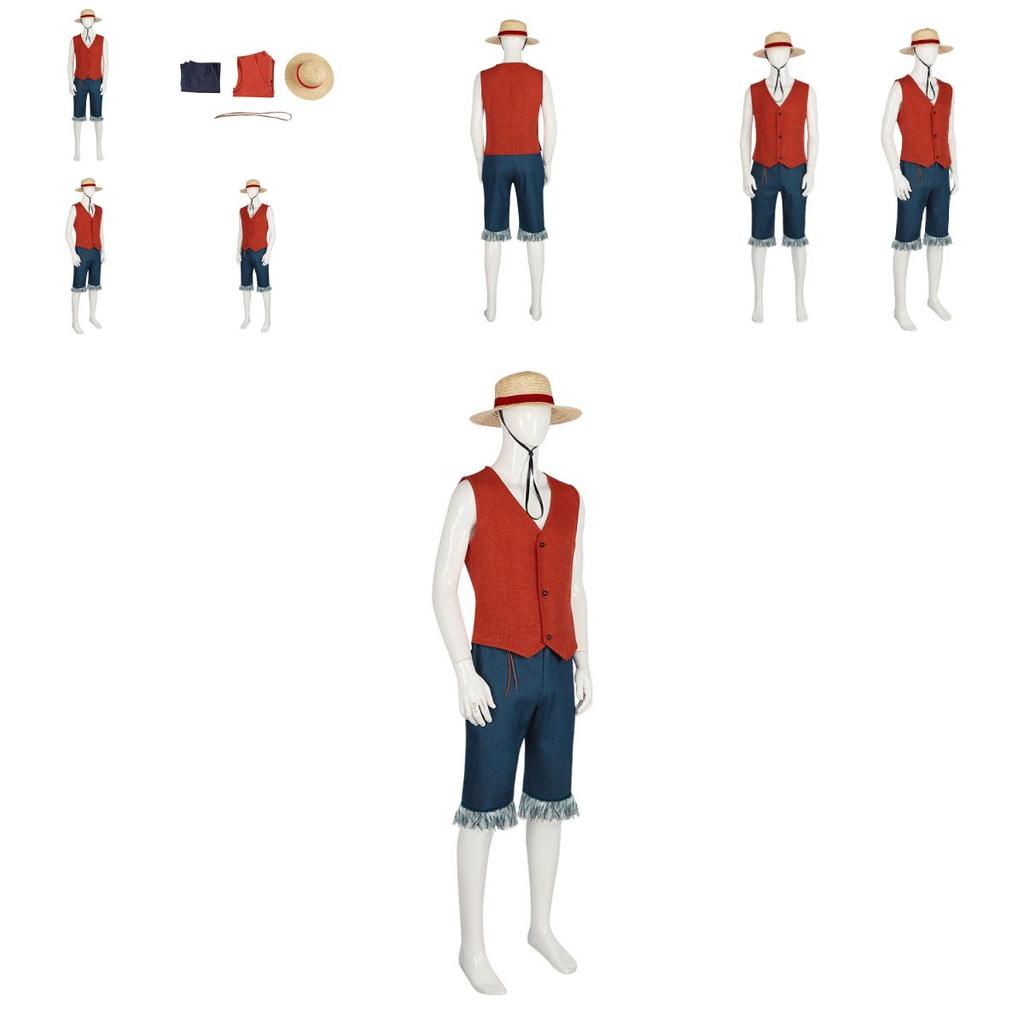 One Piece Luffy Real-Life Filmkostüm für Herren Piratenkönig Wano Königreich Cosplay