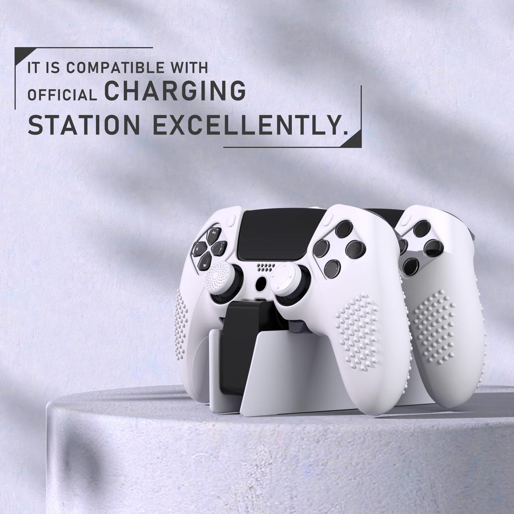 PlayVital Silicone Cover Case for PS5 Edge Soft Rubber Protective Skin with Thumb Grip Cap 3D Stud Edition Stud Edition Non-Slip Controller, - [3D -