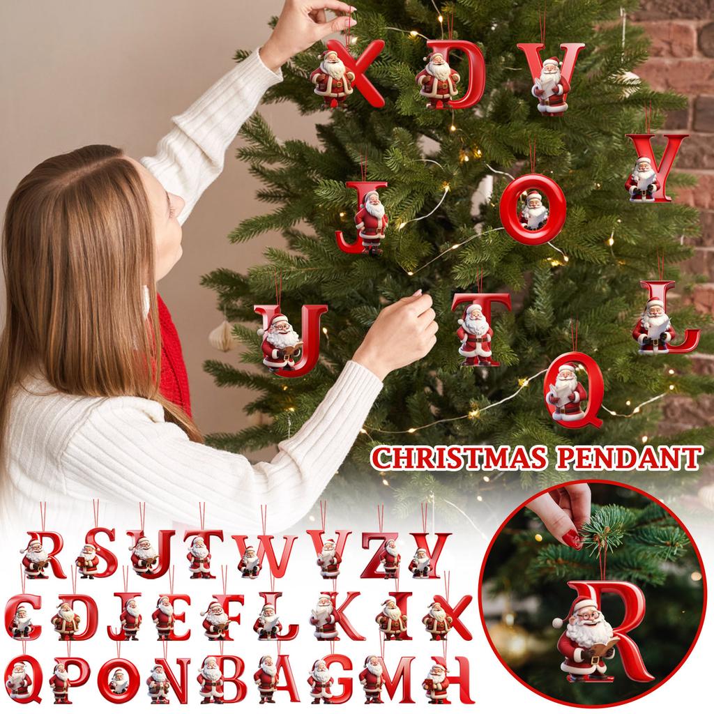 2D 26 Letter Christmas Ornaments Acrylic Flat Christmas Tree Home Decorations Ornaments
