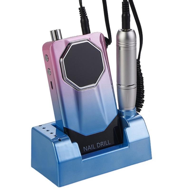 Compact Cordless Nail Drill Professional Electric Nail Buffer Machine With Bits and Base For Shaping Buffing Polishing