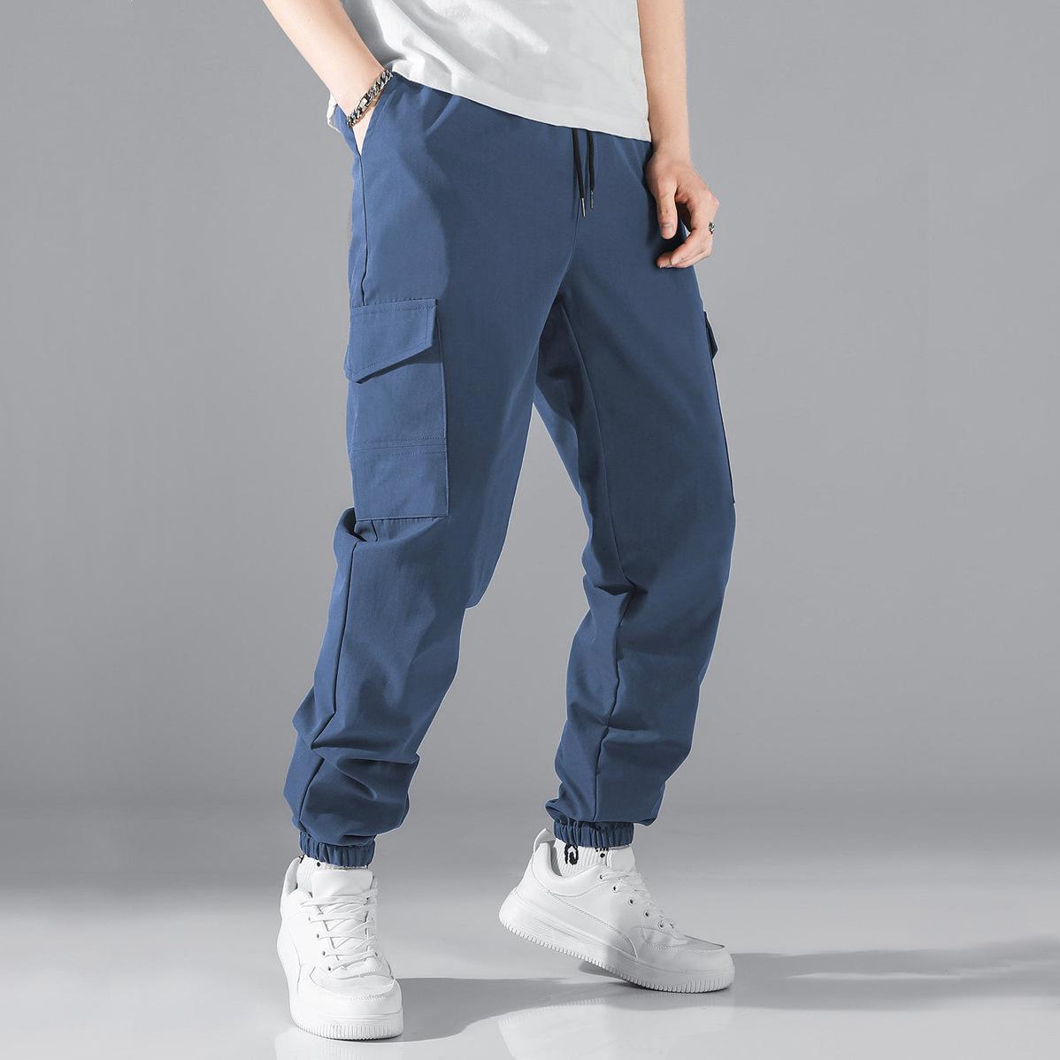 Мужские спортивные штаны Свободные длинные брюки Jogger брюки Повседневные спортивные однотонные спортивные штаны для фитнеса Мужские спортивные штаны S