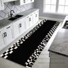 Black White Geometry Easy Clean Kitchen Long Carpet Decoration Bedside Antiskid Soft Rug Foldable Lint-free Doorway Floor Mats