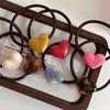 Gold Label Heart-Shaped Acetate Candy Color Hair Tie - High Elasticity, Cute High Ponytail Rubber Band