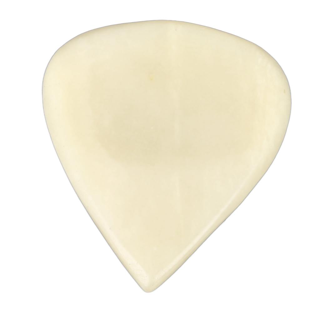 Guitar Bass Pick with Concave Design Natural Ox Bone Heart Shape Playing Pick for Stringed Instruments Cream Yellow