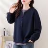 Dimanaf 2025 New Autumn Plus Size Hoodie Buttons Women Pullovers Tops Solid Fashion Loose