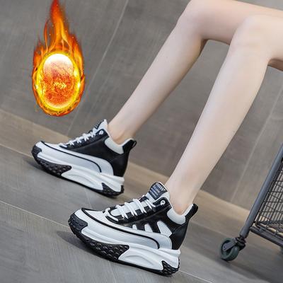Herbst- und Winter-Damenschuhe neue trendige mittelhohe vielseitige dicksohlige Muffin-Innenhöhe erhöht lässige Sportschuhe