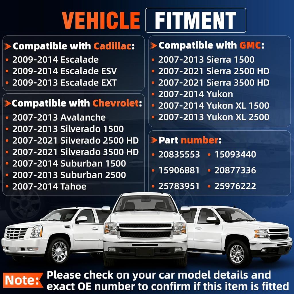 20835553, 15093440 Front Left Power Window Switch, Compatible with Chevrolet Silverado 1500 2007-2013, GMC Sierra 1500 2007-2013 (with Power Folding