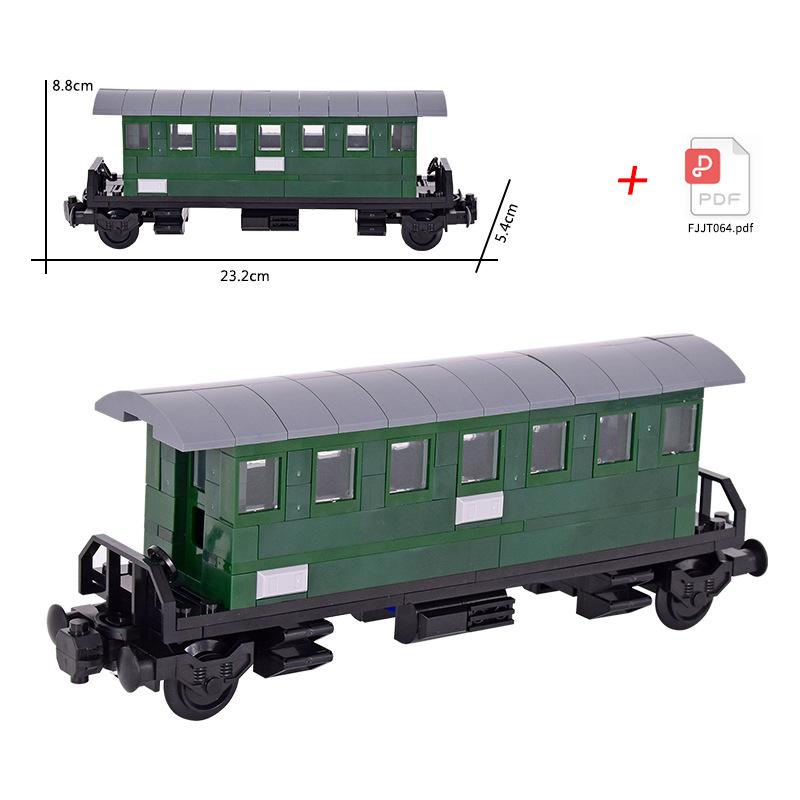 MOC City Steam Train Engine with Carriages: DIY High-Tech Modular Transport Vehicles Building Blocks Set
