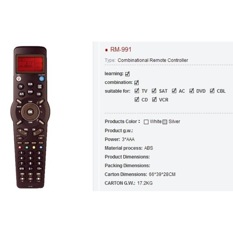Ergonomic Design Universal Remote Control RM-991 With Intuitive Button Layout For Most Ages Simple Operation