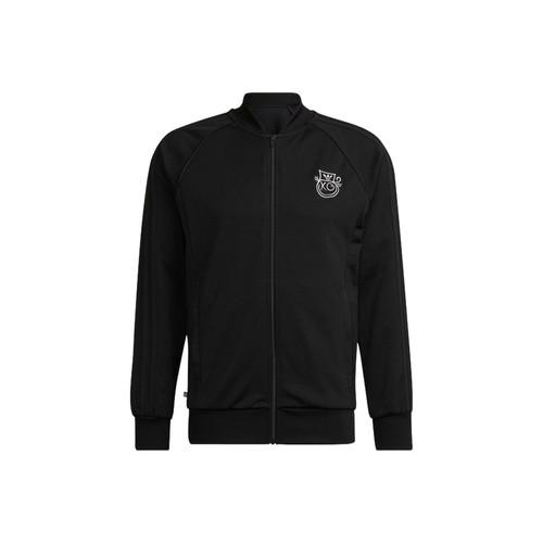 

adidas Originals men s solid color embroidered pattern zip-up jacket, black XS чёрный