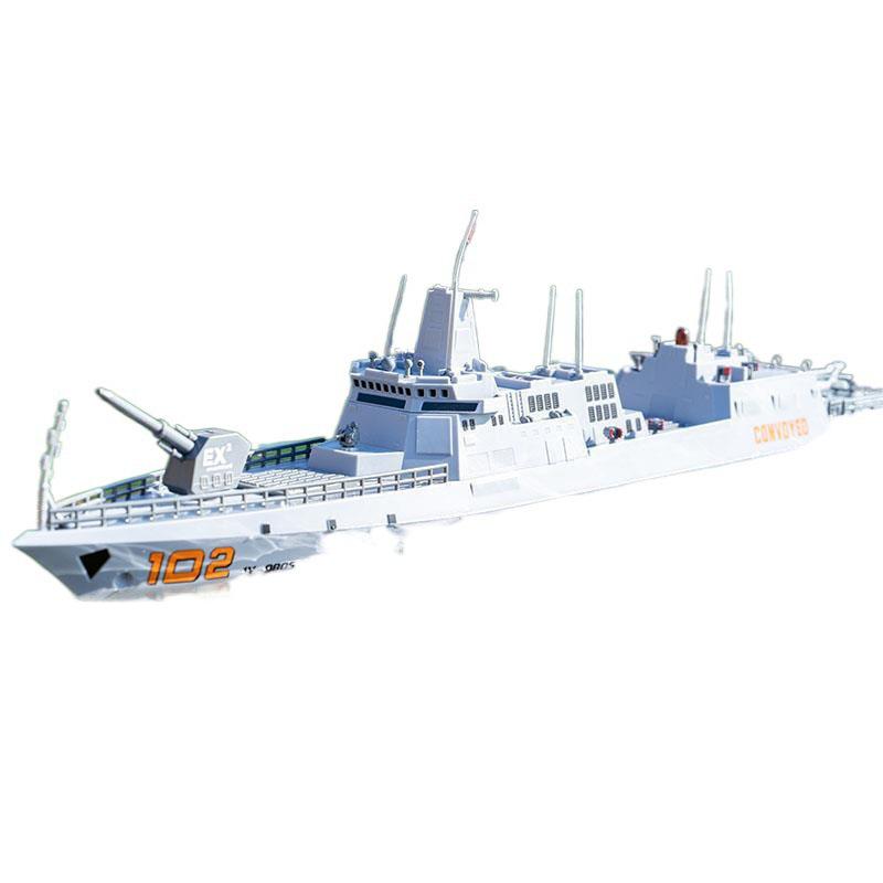 Remote Control Water-Spraying Destroyer Boat Toy with Real Water Cannon