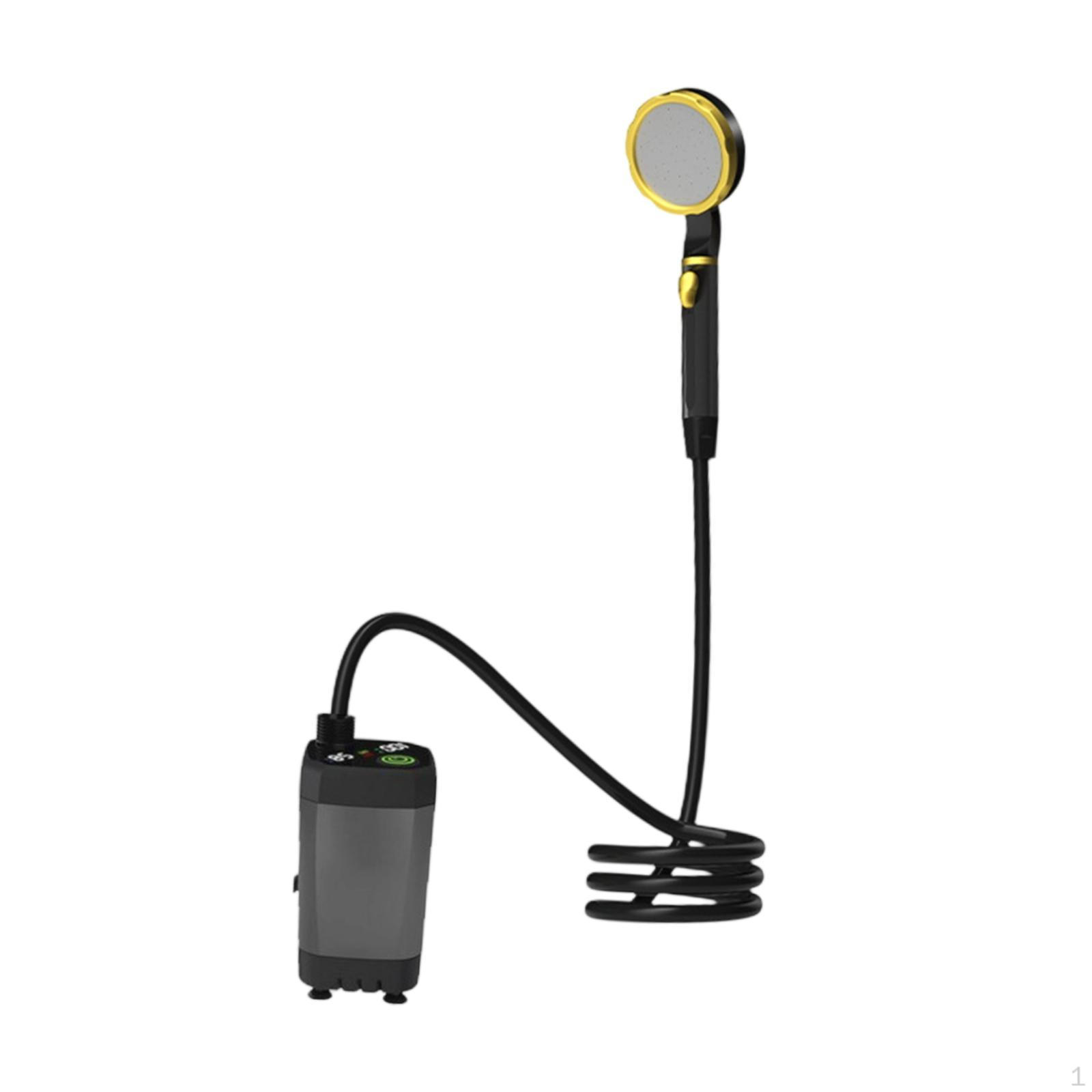 

Электрический душ с водяным насосом, дисплеем температуры, перезаряжаемой дорожной душевой лейкой для кемпинга