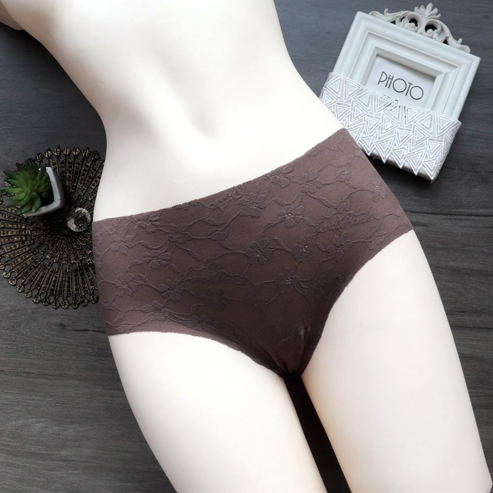 

Женские простые кружевные бесшовные удобные трусы с надписью Skin Pack, дышащие, со средней талией, антибактериальные трусы, нижнее белье L кофейный