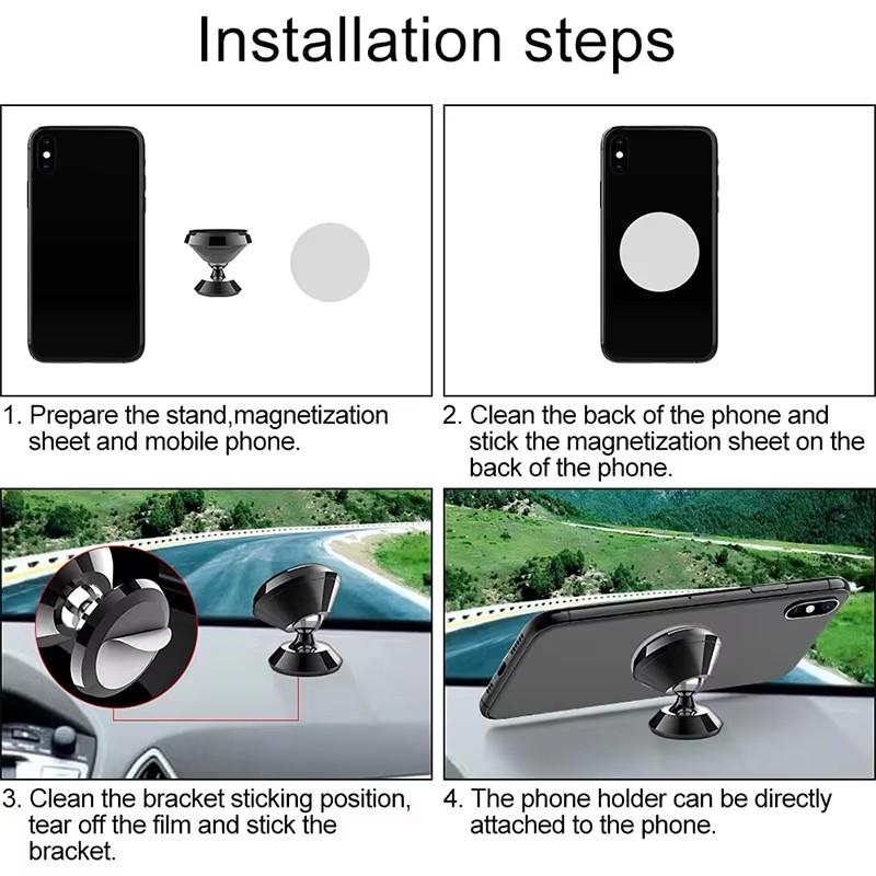 Suporte Magnético para Celular de Carro Painel Suporte para Celular Rotação 360 Graus Montagem Magnética Suporte Universal para Celular Suporte para GPS