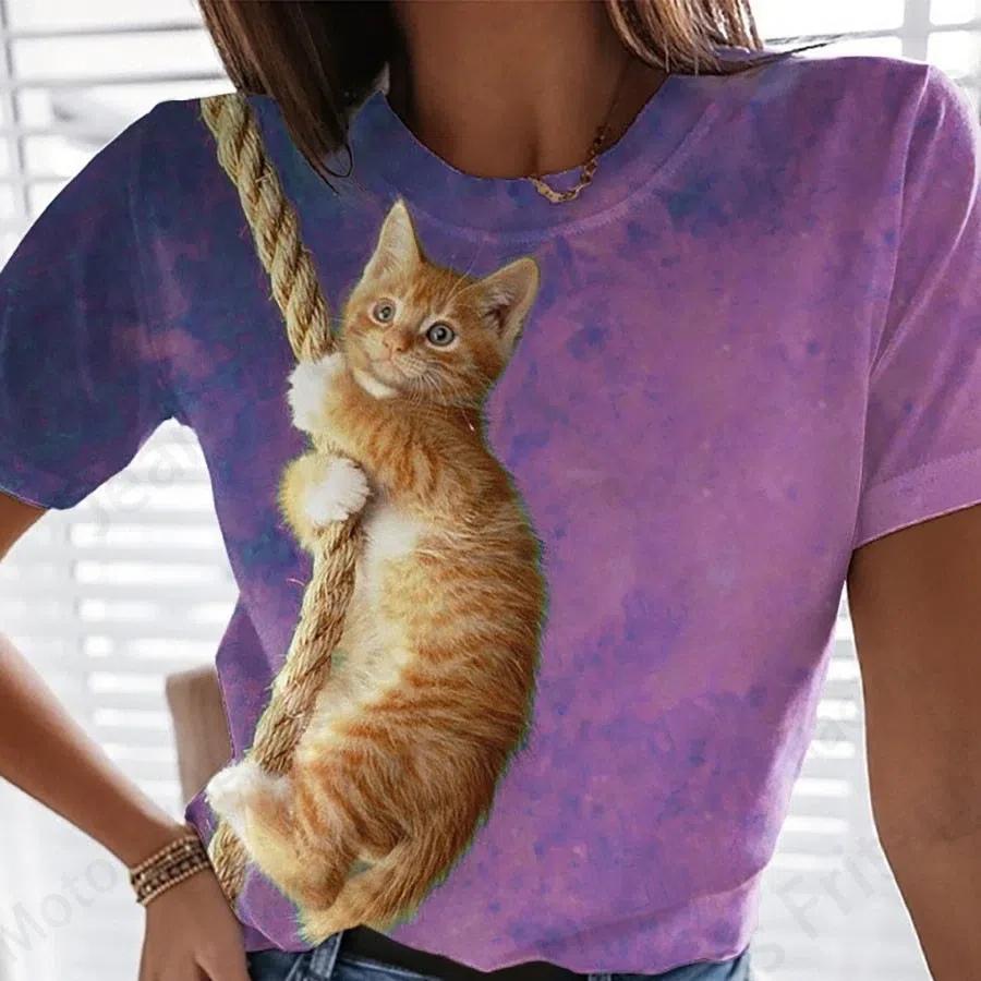 

Летняя женская футболка с 3d карманом и принтом кота, женская модная футболка, готическая футболка, топы с забавными животными, футболки в корейском стиле Camiseta 8XL