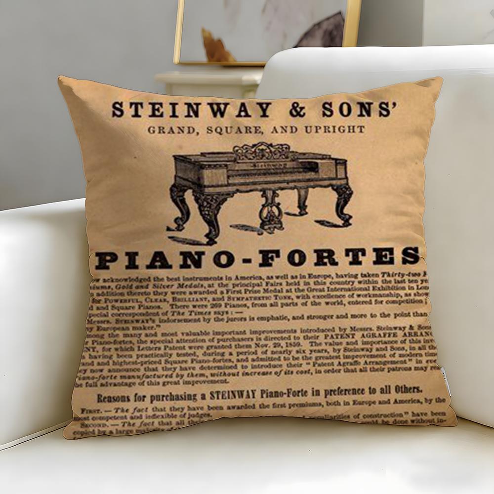 Classic Brand Steinway  Sons Cushion Cover Soft  EasyWash Pillow Case  Versatile for Couch Bed Travel and Office