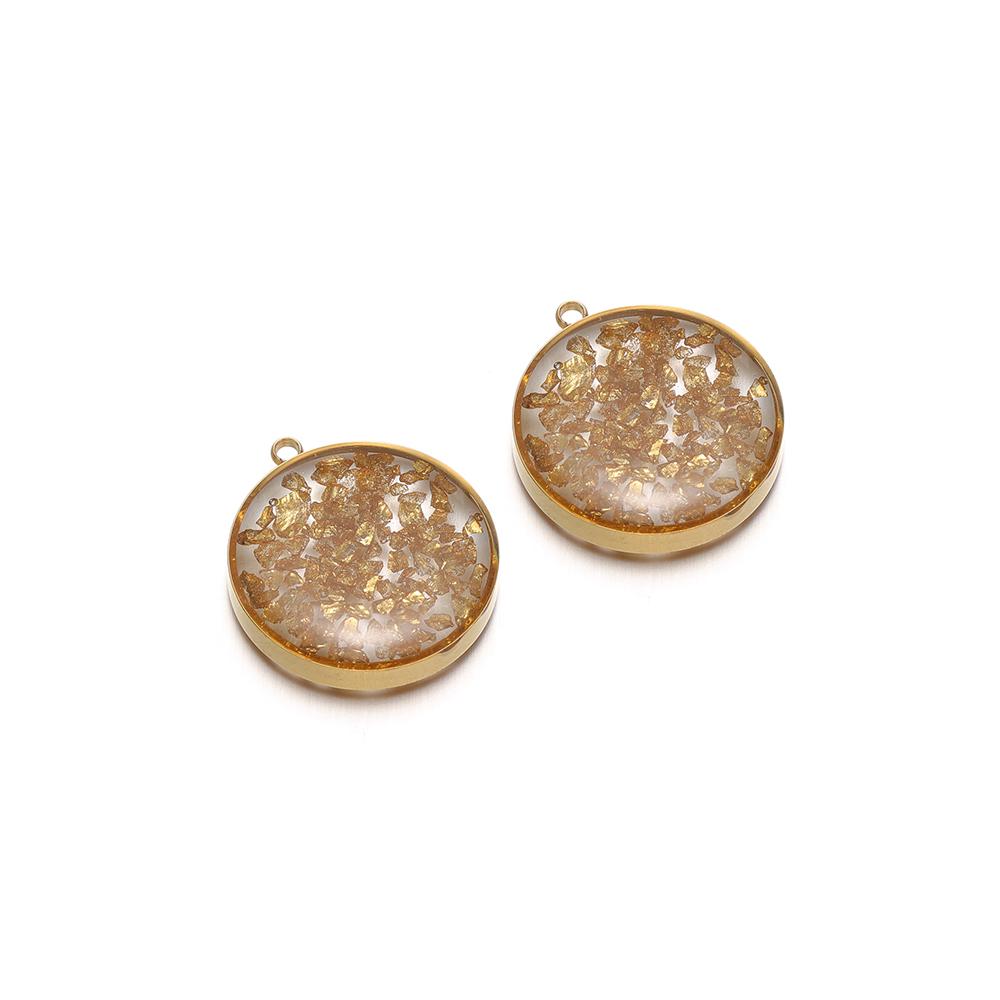 4Pcs Stainless Steel 20mm Round Transparent Glass Enamel Flower Charms for DIY Jewelry Necklace Pendant Bracelet Earrings Making