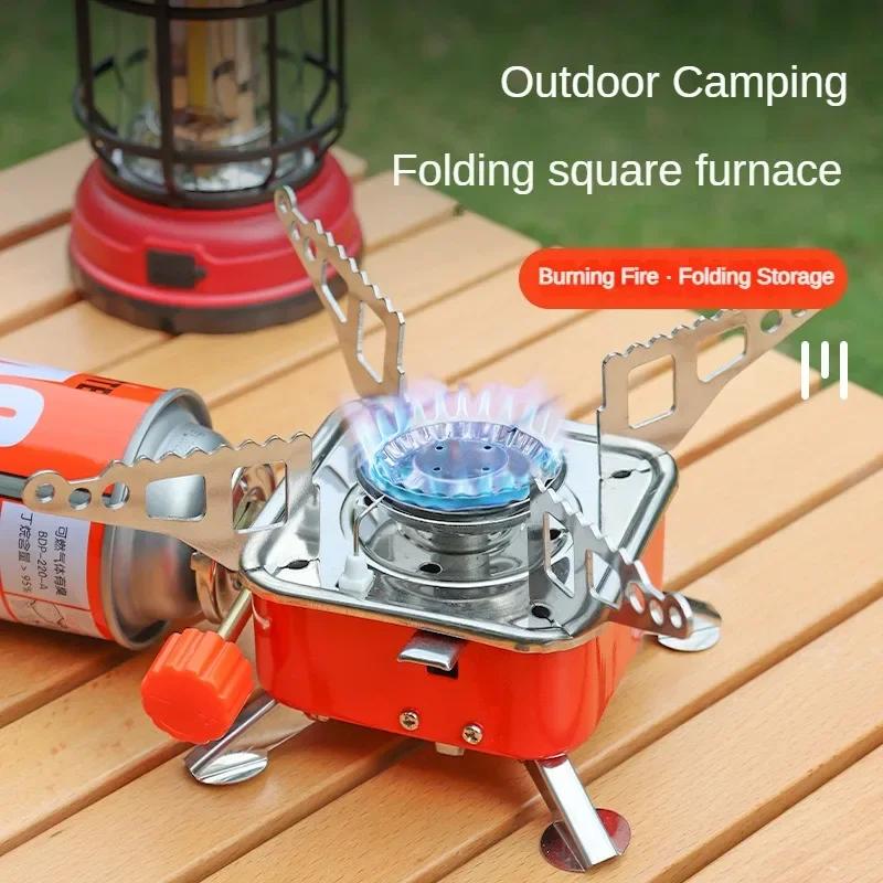 Mini Burner Portable Camping Gas Stove Cooker Foldable Windproof Cassette Stove Gas Hiking Picnic Cookware Barbecue BBQ Grills