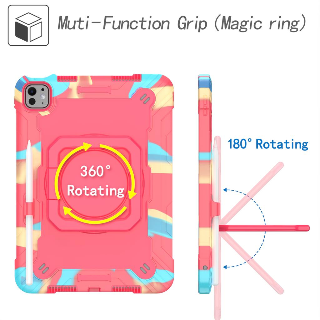 Stand Case for Apple iPad Pro 11 2025 M5 2024 M4 A3357 A3358 A3359 A2836 A2837 A3006 Rotating Handle Grip Cover Shoulder Strap