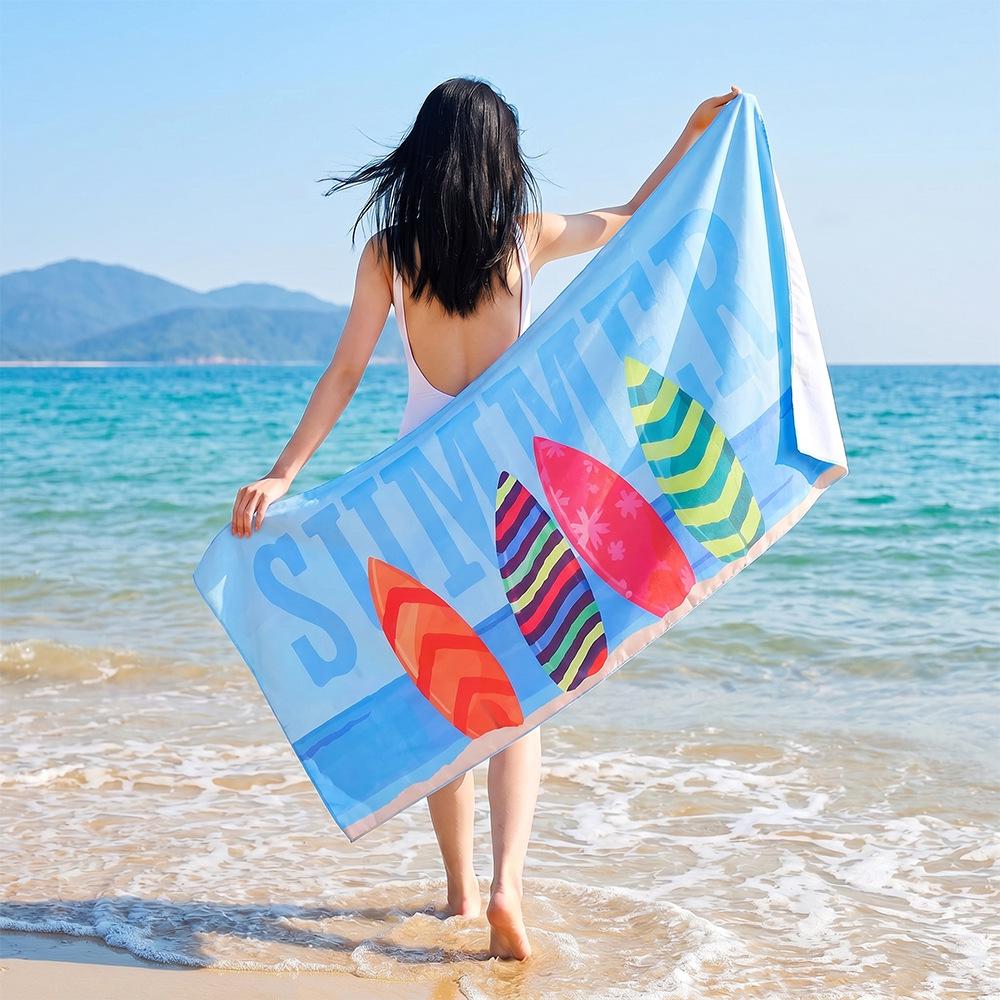 Double-Sided Plush Microfiber Beach Towel, 70x150cm - Quick-Drying, Skin-Friendly, Portable Shawl