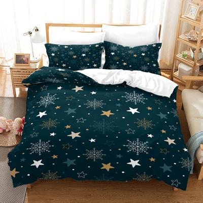 Snowflake - Style Digital Printed Duvet Kit - Polyester - Bedroom Decor -1 Bed Cover +2 Pillowcase (no Pillow Core)