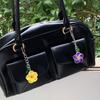 Sweet Frangipani Floral Pendant Keychain Cheerful Sunflower Key Ring Bag Decoration Gift For Women Girls Friend