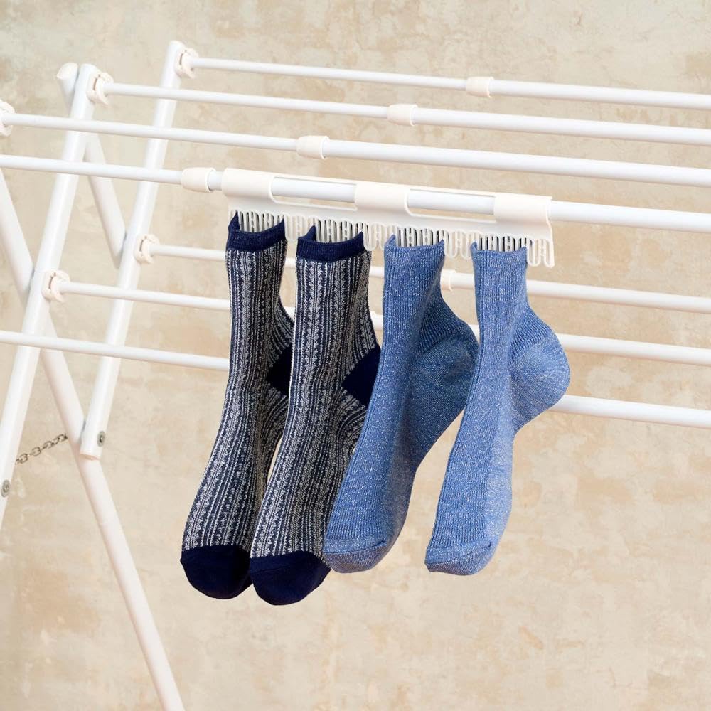 LIV PLUS NY-325 Quick Lock Clothes Drying Rack, Towel Rack, Extendable and Foldable, Compact, for Indoor Drying, White