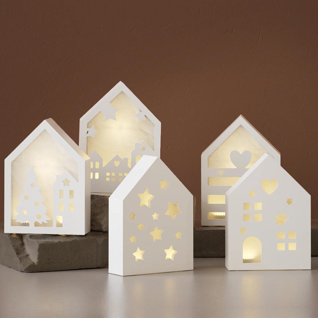 4PCS Luminous Hollow House Silicone Molds for Decorative Ambient Lights, Plaster Molds, And Storage House Molds