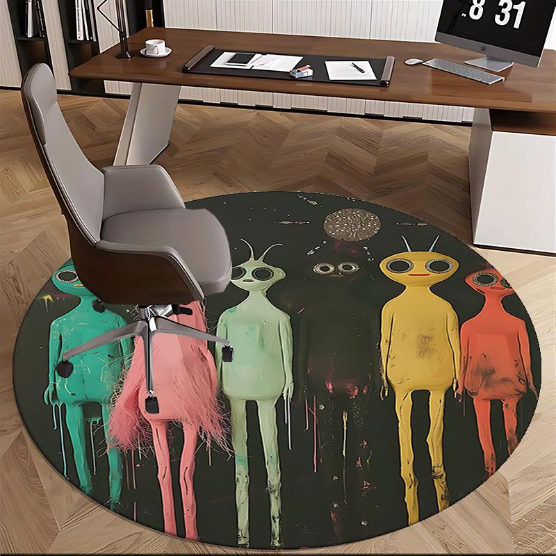 Colorful Alien Round Chair Mat - Home Decor, Office Carpet, Gift for Any Room0253b