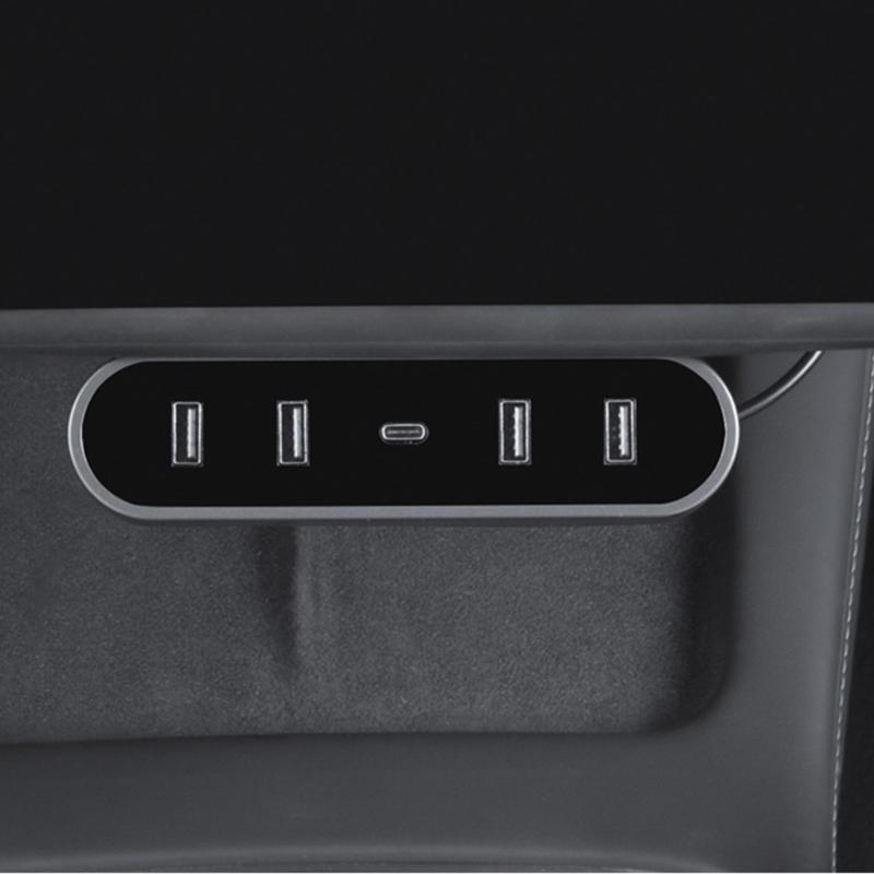 Compatible For Car 3/Y Glovebox Shunt Expansion Splitter Hub Ports Fast Charging Adapter HUB Docking Station Foldable