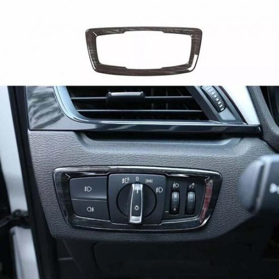 Black Wood Grain 2016-21 For BMW X1 F48 Car Headlight Switch Control Cover Trim
