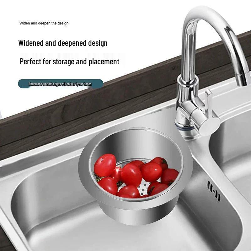 Swan Stainless Steel Sink Drain Basket with Hanging Rack for Dry/Wet Separation and Vegetable Washing.
