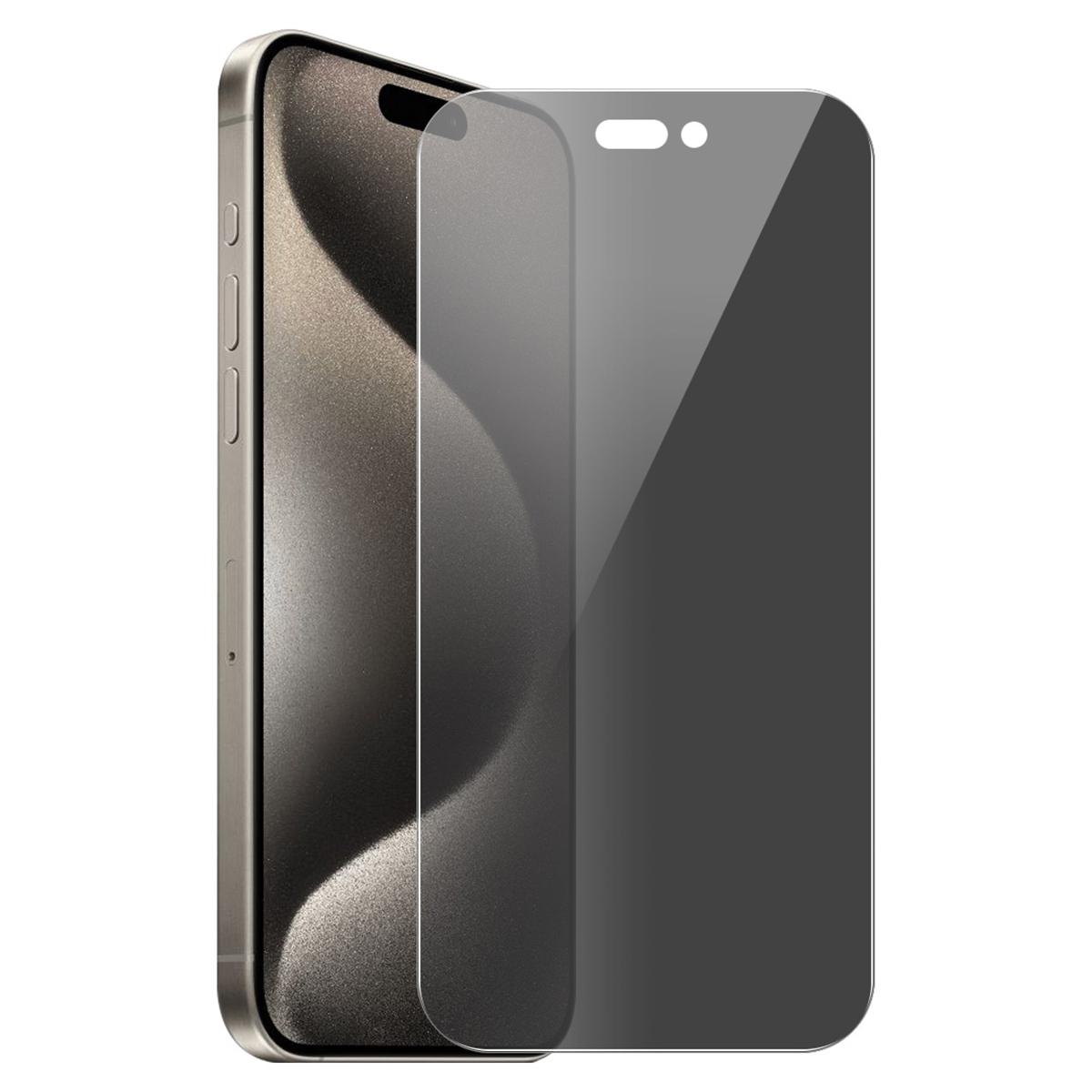 

ENKAY HAT PRINCE For iPhone 15 Pro Film 9H Anti-Spy High Aluminium-silicon Glass Screen Protector Type A