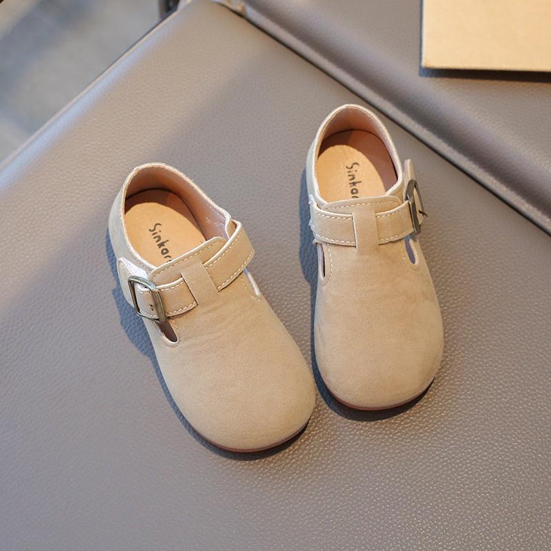 Boys Girls Moccasins Retro Soft Sole Elegant Kids Flat Shoes Non-slip 2025 New Fashion Children Leather Shoes Hook&loop Sweet