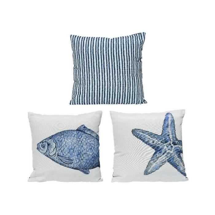 Coussin - EDM - 40 x 40 cm - Bleu et Blanc - Polyester - Intérieur