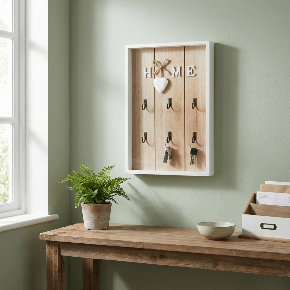 Wall Mount Wooden Key Holder Rustic Cabinet Key Rack Modern Key Storage Shelves  Entryway