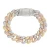 Personalisierter Hip Hop Schmuck 3 Farben Vergoldetes Cuban Link Armband Bling CZ Iced Out Dreifarbiges Cuban Link Armband für Männer