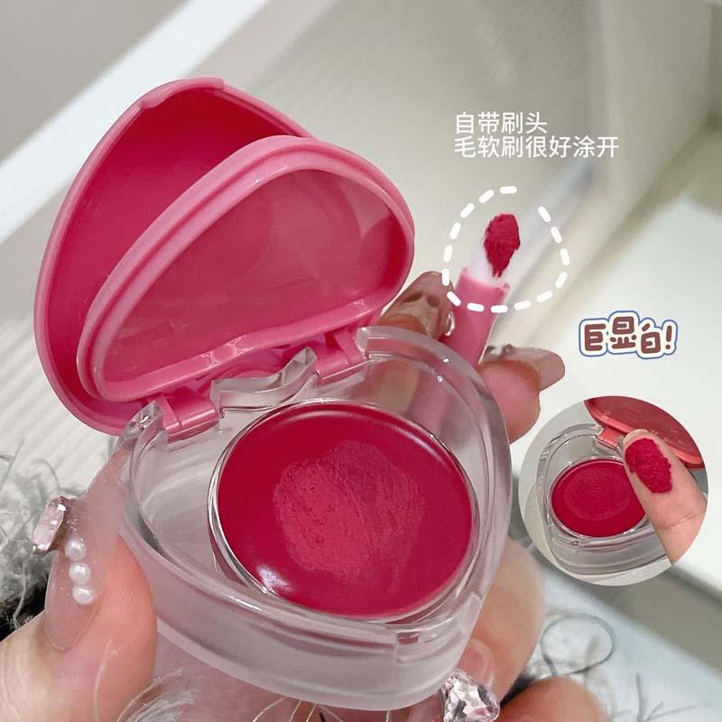 HERORANGE Aftermath Honey Lip and Cheek Mud Matte Soft Mist Dual-Use Lip Tint Cream Blush Long Lasting Velvet Makeup with Brush