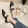 Pointed half slippers women's outer wear spring new versatile thick heel high heels bag head cool slippers