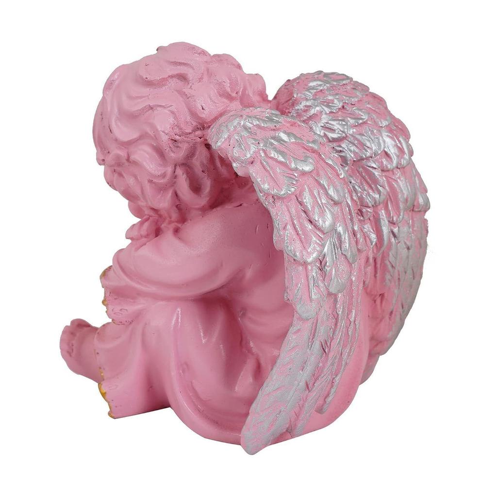 Winged Girl Statue for Home Decor Item | Fairy Girl Statue for Home Shelves Decor Showpiece (Angel Pink )